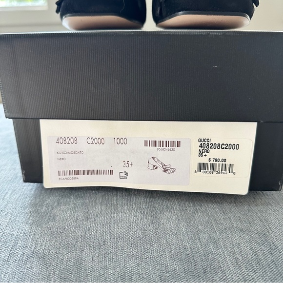 Gucci Black Suede Marmont Fringe Loafers with Gold Double G - Picture 3 of 8